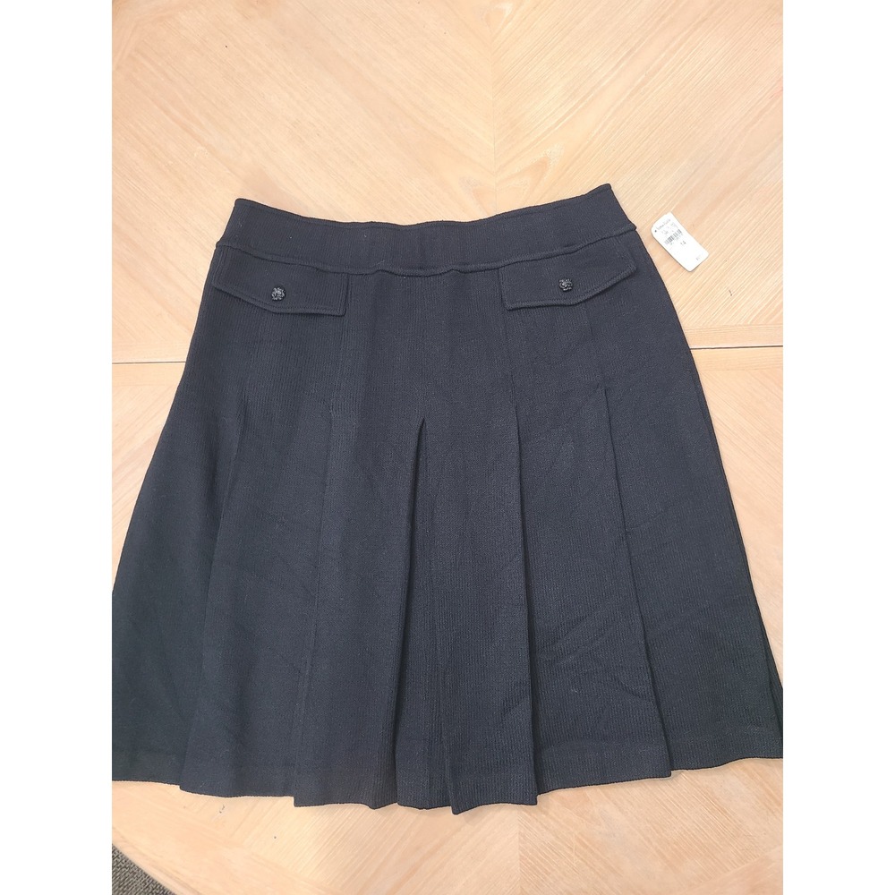 St. John Collection Pleated Skirt Womens 14 Black NWT Wool Blend K710792